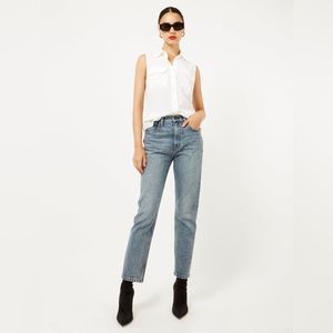 Equipment | sleeveless slim signature silk top | green | XS